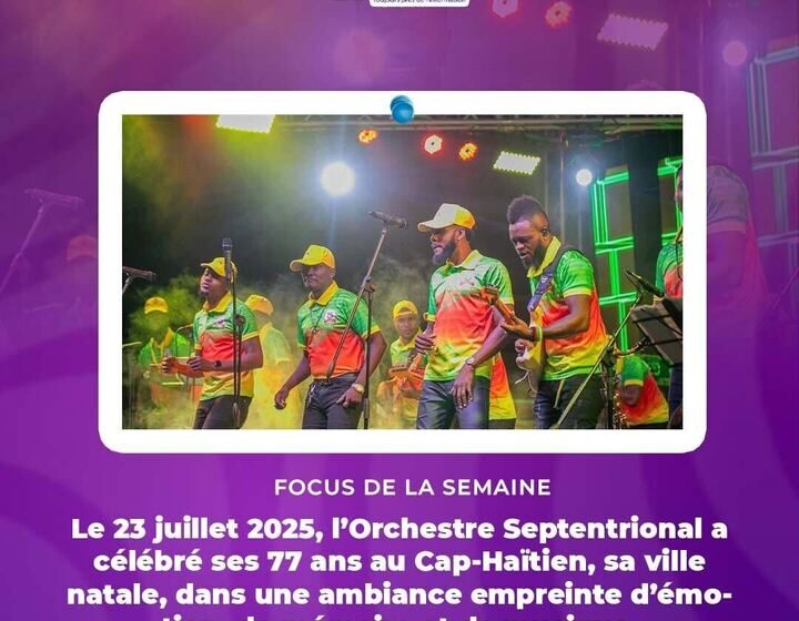  Le 23 juillet 2025, l’Orchestre Septentrional a célébré ses 77 ans au Cap-Haïtien, sa ville natale, dans une ambiance empreinte d’émotion, de mémoire et de musique. Fondé en 1948, ce groupe mythique, surnommé « La Boule de Feu Internationale », est devenu un véritable monument culturel haïtien, alliant compas, méringue et influences diverses pour raconter l’histoire, les douleurs et les espoirs du peuple haïtien. Le concert-anniversaire a réuni anciens et jeunes musiciens dans un élan de transmission artistique, avec des classiques qui ont électrisé la foule. Septen incarne bien plus qu’un orchestre : c’est une institution vivante, résistante aux soubresauts de l’histoire, et toujours tournée vers l’avenir avec de nouveaux projets. À travers sa longévité, sa constance et sa créativité, Septentrional demeure une flamme ardente du patrimoine haïtien.RéagirRépondre