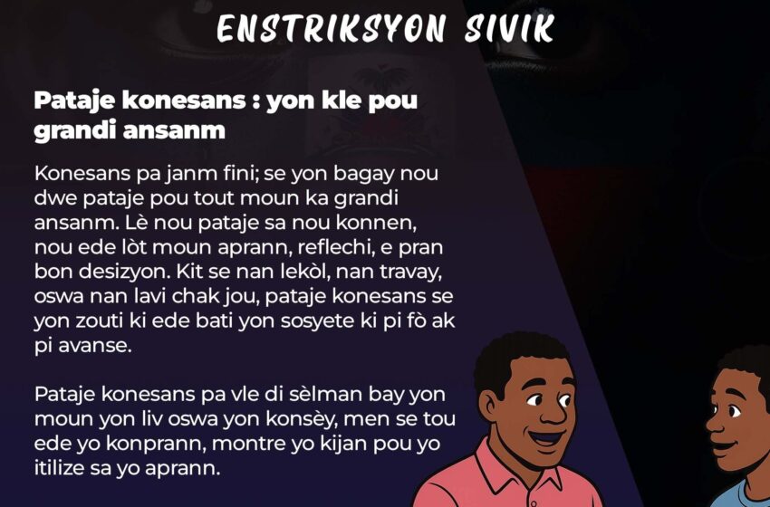 Pataje konesans : yon kle pou grandi ansanm