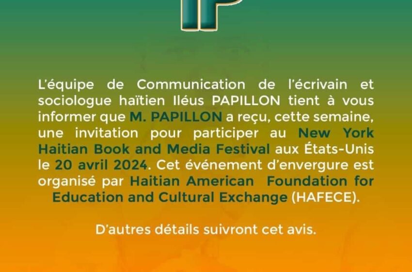  Iléus Papillon invité à participer au New York Haitian Book and Media Festival
