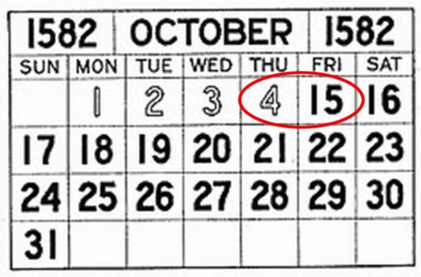  Saviez-vous qu’en octobre 1582, 10 jours ont disparu du calendrier ?