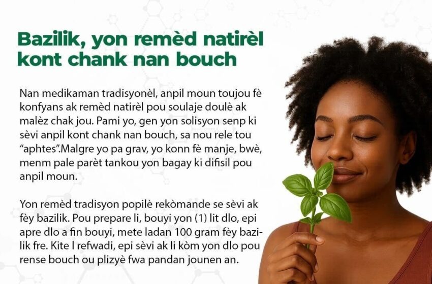  Bazilik, yon remèd natirèl kont chank nan bouch