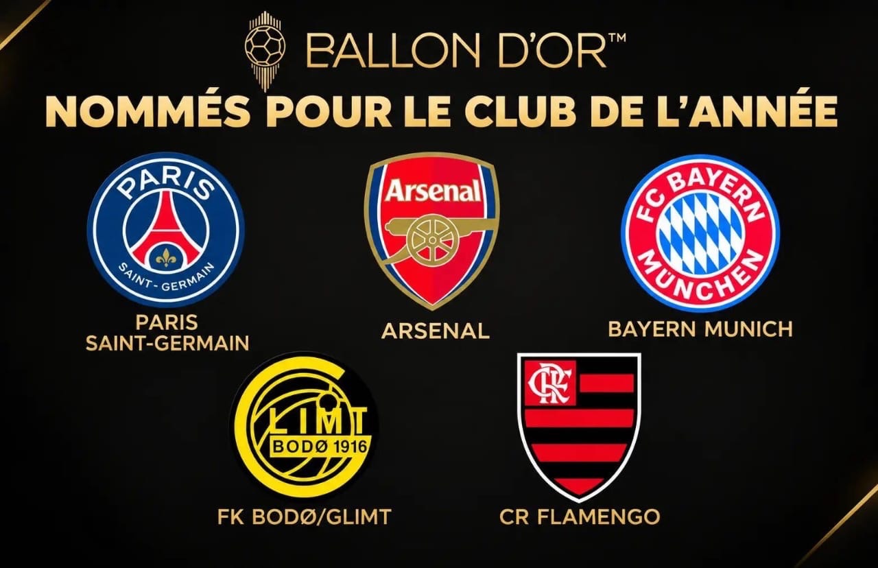 BALLON D’OR 2026 — LES NOMMÉS POUR LE TITRE DE MEILLEUR CLUB DE L’ANNÉE SONT CONNUS&nbsp;